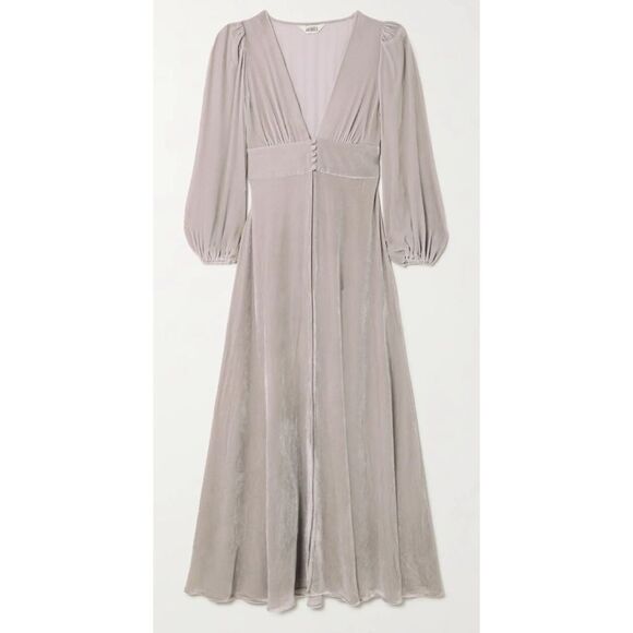 SLEEPING WITH JACQUES
Francoise gathered velvet robe/ Dress in Platinum Size M - Picture 3 of 12
